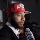 FILE - In this June 29, 2012, file photo, Houston Rockets first-round draft pick Royce White speaks with the media at a newws conference in Houston. White already missed the first week of NBA basketball training camp. He has asked the team to help him cope with his anxiety disorder and his fear of flying. (AP Photo/Pat Sullivan, File)