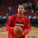 CHICAGO, IL - MARCH 18: Derrick Rose #1 of the Chicago Bulls warms up before the game against the Denver Nuggets  on March 18, 2013 at the United Center in Chicago, Illinois. (Photo by Gary Dineen/NBAE via Getty Images)