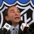 NHL commissioner Gary Bettman speaks to reporters after meeting with the NHL Players' Association representatives during a news conference at NHL headquarters, Wednesday, Sept. 12, 2012 in New York. The NHL and the players' association exchanged proposals on Wednesday as negotiations resumed in an effort to avoid a lockout this weekend. (AP Photo/Mary Altaffer)