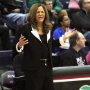 Rutgers head coach Vivian Stringer yells to her team during the first half of their NCAA college basketball game against DePaul in Chicago, Tuesday, Feb. 12, 2013. (AP Photo/Charles Cherney)