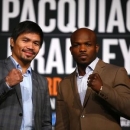 Jan 21, 2016; New York, NY, USA; Manny Pacquiao and Tim Bradley Jr. pose for a photo during press conference at Madison Square Garden to announce the upcoming boxing fight on April 9, 2016 in Las Vegas. Mandatory Credit: Noah K. Murray-USA TODAY Sports