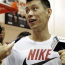 Houston Rockets' Jeremy Lin speaks with the media after NBA basketball practice, Tuesday, Sept. 18, 2012, in Houston. (AP Photo/Pat Sullivan)