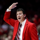 FILE - In this March 2, 2013, file photo, New Mexico head coach Steve Alford signals to his players during the first half of their NCAA college basketball game against Wyoming in Albuquerque, N.M. UCLA announced on Saturday, March 30, that Alford has been hired as the new men's basketball coach, luring him from New Mexico days after he signed a new 10-year deal with the Lobos. (AP Photo/Craig Fritz, File)