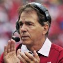 Alabama coach Nick Saban applauds during the first half of an NCAA college football game against Arkansas in Fayetteville, Ark., Saturday, Sept. 15, 2012. (AP Photo/April L. Brown)
