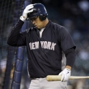 New York Yankees' Alex Rodriguez walks out of the batting cage following batting practice before the start of Game 3 of the American League championship series against the Detroit Tigers Tuesday, Oct. 16, 2012, in Detroit. (AP Photo/Matt Slocum)