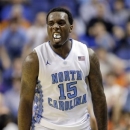 North Carolina's P.J. Hairston (15) reacts during the first half of an NCAA college basketball game against Florida State at the Atlantic Coast Conference tournament in Greensboro, N.C., Friday, March 15, 2013. (AP Photo/Bob Leverone)