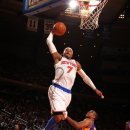NEW YORK, NY - DECEMBER 13: Carmelo Anthony #7 of the New York Knicks shoots against Jodie Meeks #20 of the Los Angeles Lakers on December 13, 2012 at Madison Square Garden in New York City.  (Photo by Nathaniel S. Butler/NBAE via Getty Images)