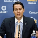Josh Kroenke, president of the NBA Denver Nuggets, talks about the firing of coach George Karl and the future of the Nuggets at a news conference at the Pepsi Center in Denver on Friday, June 7, 2013. Karl, who was named the NBA's Coach of the Year recently, is following general manager Masai Ujiri out the door in Denver after Ujiri, the league's executive of the year, recently left to become GM of the Toronto Raptors. (AP Photo/Ed Andrieski)