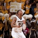 Missouri's Earnest Ross celebrates after making a shot during the second half of an NCAA college basketball game against South Carolina Tuesday, Jan. 22, 2013, in Columbia, Mo. Ross led all scorers with a career best 21 points. Missouri won the game 71-65. (AP Photo/L.G. Patterson)