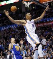RUSSELL WESTBROOK sprains ankle in Thunder's rout of Warriors