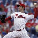 Philadelphia Phillies starting pitcher Cole Hamels throws against the Washington Nationals in the first inning of a baseball game on Wednesday, May 23, 2012, in Philadelphia. (AP Photo/H. Rumph Jr)