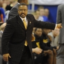 Missouri coach Frank Haith shouts instructions to his team during the second half of an NCAA college basketball game against Florida in Gainesville, Fla., Saturday, Jan. 19, 2013. Florida won 83-52. (AP Photo/Phil Sandlin)