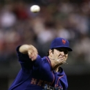 New York Mets' Matt Harvey throws his 100th pitch during the seventh inning of a baseball game with the Philadelphia Phillies, Monday, April 8, 2013, in Philadelphia. The Mets won 7-2. (AP Photo/Tom Mihalek)