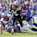 Buffalo Bills cornerback Leodis McKelvin (21) tackles New England Patriots' Shane Vereen (34) during the second half of an NFL football game on Sunday, Sept. 8, 2013, in Orchard Park. (AP Photo/Bill Wippert)