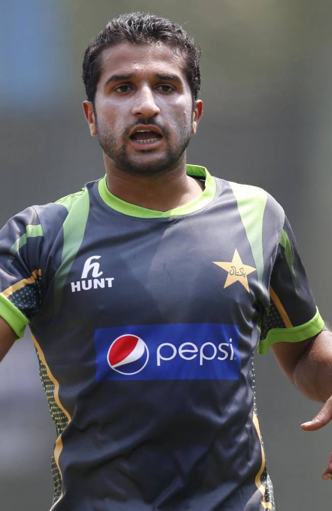 Pakistan's Bilawal Bhatti prepares to bowl in the nets during a training session ahead of their ICC Twenty20 Cricket World Cup match against Australia in Dhaka, Bangladesh, Saturday, March 22, 2014