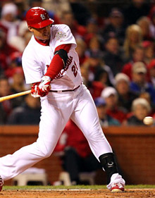 The Cardinals' Allen Craig singles in the go-ahead run in the sixth inning.