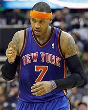 Carmelo Anthony has a sprained right ankle and a wrist injury.