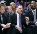 Michigan State coach Tom Izzo, center, and assistant coaches Dane Fife, left, and Dwayne Stephens, gives instructions during the second half of an NCAA college basketball game against Nebraska , Saturday, Feb. 25, 2012, in East Lansing, Mich. Michigan State won 62-34.