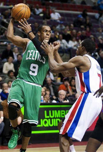 Boston Celtics Guard Rajon Rondo (9) Drives