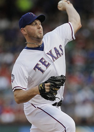 Texas Rangers Starting Pitcher Matt Harrison (54) Delivers