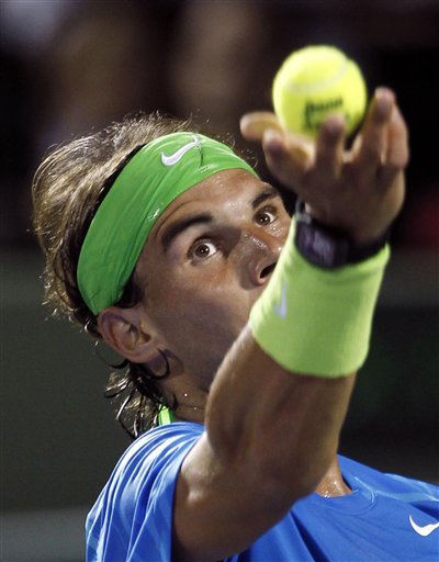 Rafael Nadal, Of Spain, Serves