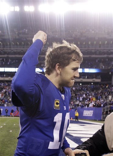 New York Giants Quarterback Eli Manning Celebrates