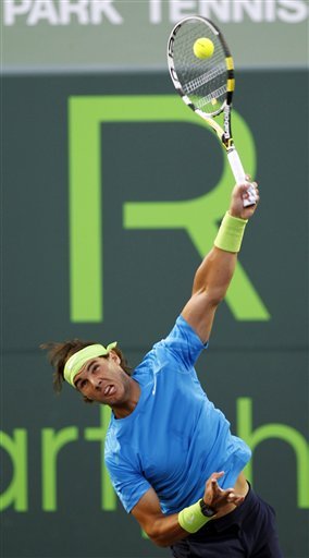 Rafael Nadal, Of Spain, Serves