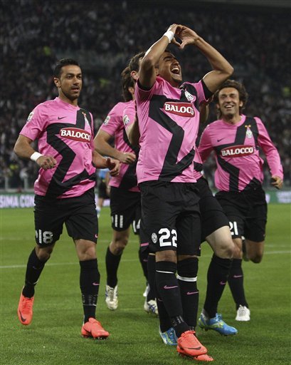 Juventus Chilean Forward Arturo Vidal Celebrates