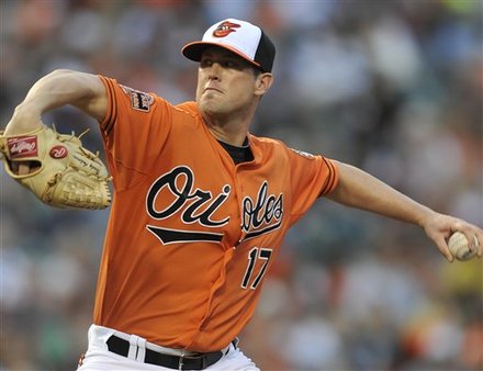 Baltimore Orioles Starting Pitcher Brian Matusz Delivers