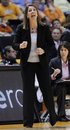 Old Dominion head coach Karen Barefoot directs her team in the first half of an NCAA college basketball game against Tennessee on Wednesday, Dec. 28, 2011, in Knoxville, Tenn. Tennessee won 90-37.