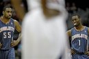 Charlotte Bobcats ' Reggie Williams , left, and Kemba Walker , look on in the fourth quarter of an NBA basketball game against the Atlanta Hawks , Wednesday, April 4, 2012, in Atlanta. Atlanta won 120-93 as Charlotte's NBA-worst record dropped to 7-45. They have lost nine