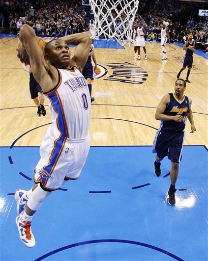 Oklahoma City Thunder Guard Russell Westbrook (0) Goes