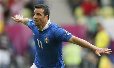 Italy's Antonio Di Natale Celebrates, Scoring A Goal