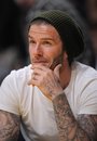 Soccer star David Beckham watches the Los Angeles Lakers play the Los Angeles Clippers their NBA basketball game, Wednesday, Jan. 25, 2012, in Los Angeles. The Lakers won 96-91.