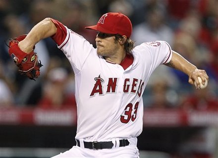 Los Angeles Angels Starting Pitcher C.J. Wilson Throws