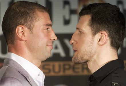 Canada's Lucien Bute, Left, And England's Carl Froch Pose At A News