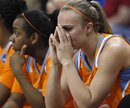 Tennessee's Alicia Manning, right, sits on the bench in the closing minutes of an NCAA women's college basketball tournament regional final against Baylor , Monday, March 26, 2012, in Des Moines, Iowa. Baylor won 77-58.