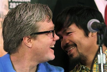 Manny Pacquiao, Right, Of The Philippines, Talks