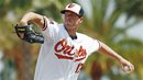 Baltimore Orioles starter Brian Matusz delivers during the first inning of a spring training baseball game against the Philadelphia Phillies in Sarasota, Fla., Tuesday, March 20, 2012.