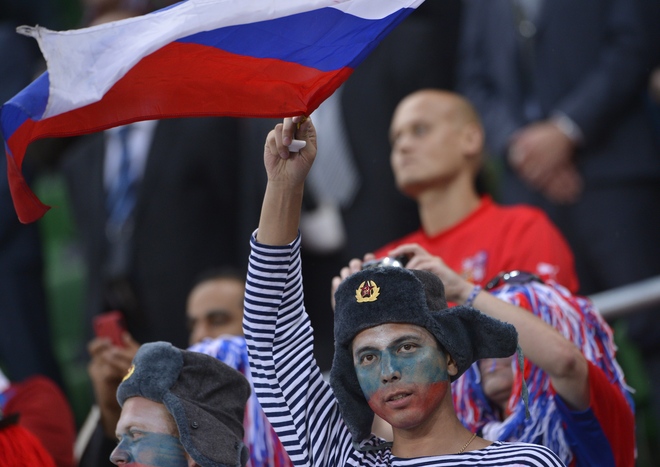 A Russian Supporter Waves