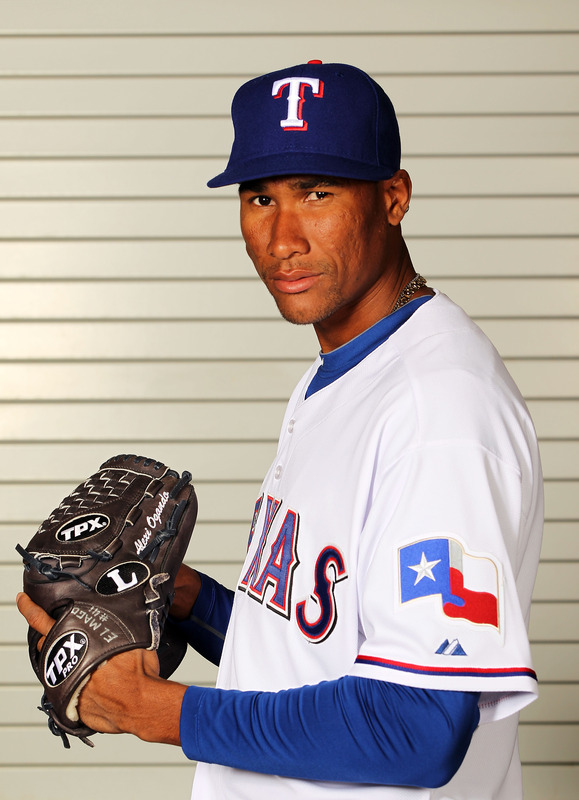   Alexi Ogando #41 Of The Texas Rangers Poses