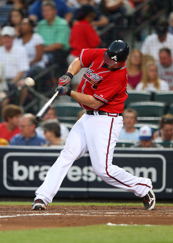   Catcher Brian McCann #16 Of The Atlanta Braves Hit A Home Run In The First Inning