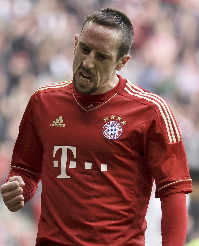 Bayern Munich's French Midfielder Franck Ribery Celebrates The Fith Goal For His Team RESTRICTIONS / EMBARGO - DFL