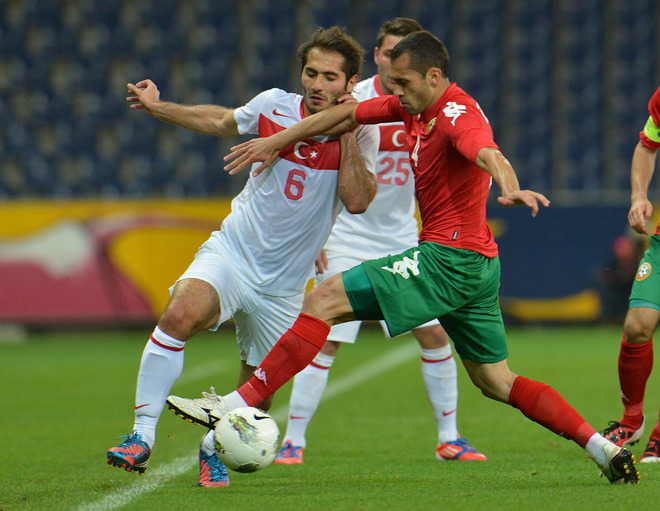 Turkey 's Hamit Altintop (L) Vies