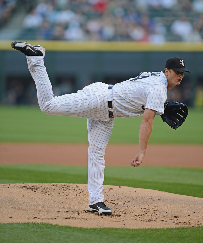   Starting Pitcher Gavin Floyd #34 Of The Chicago White Sox Delivers