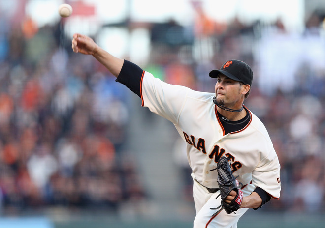   Ryan Vogelsong #32 Of The San Francisco Giants Pitches