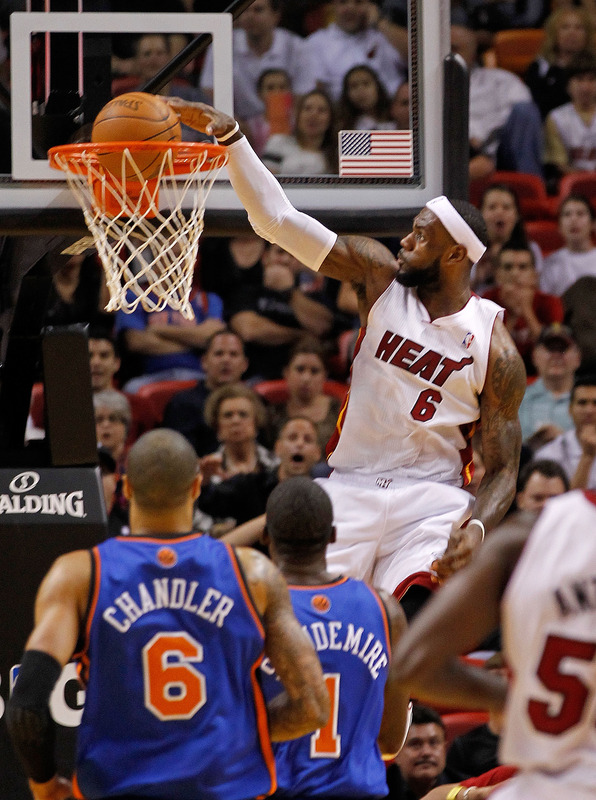   LeBron James #6 Of The Miami Heat Dunks