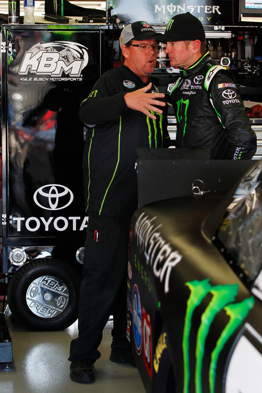  driver of the 54 Monster Energy Toyota during practice for the NASCAR 