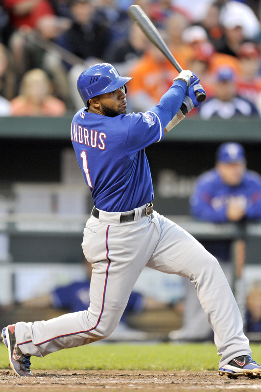   Elvis Andrus #1 Of The Texas Rangers Takes