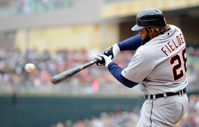 Prince Fielder #28 Of The Detroit Tigers Hits